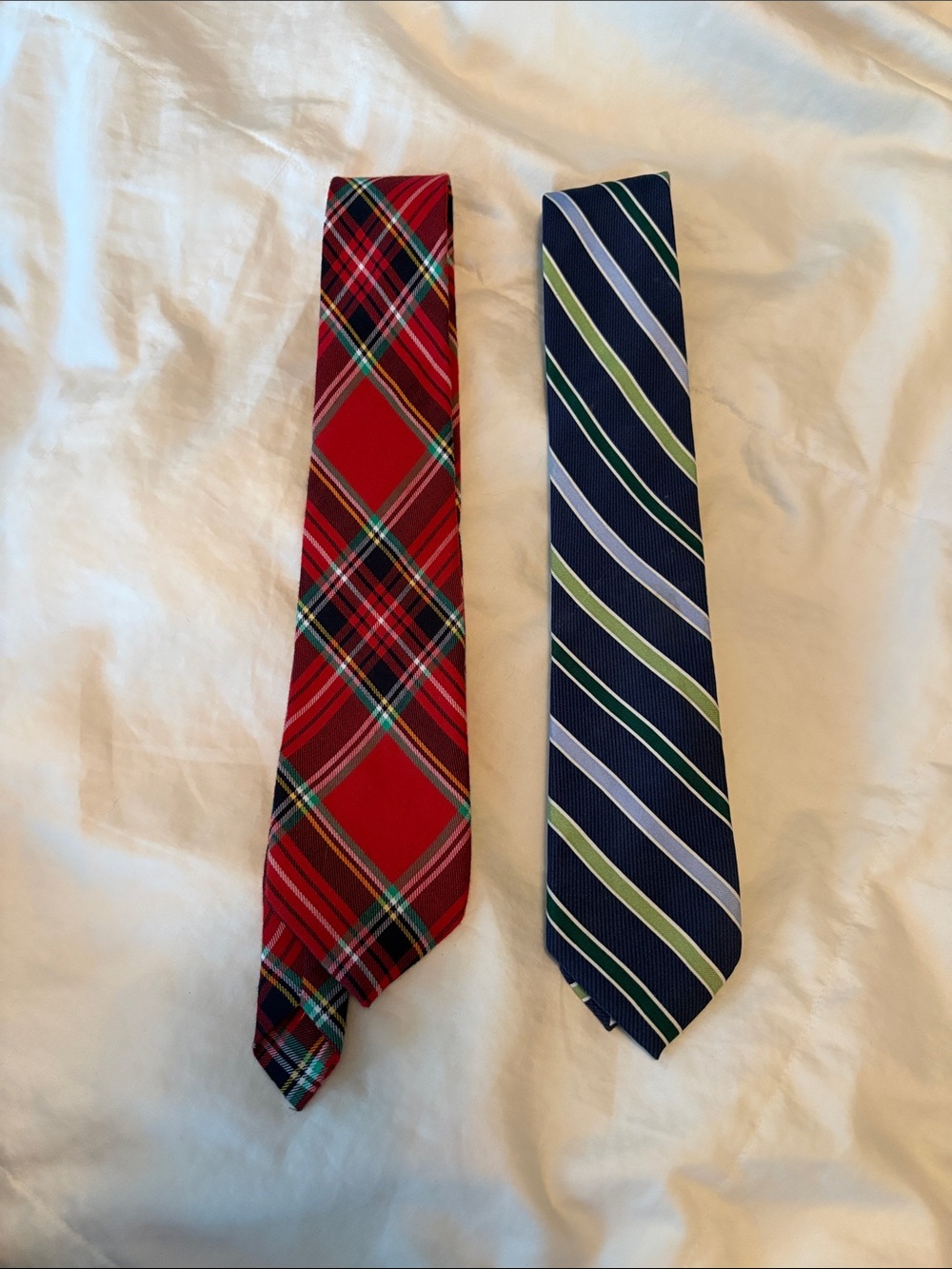 Red Plaid and Navy Striped Boys Tie Set